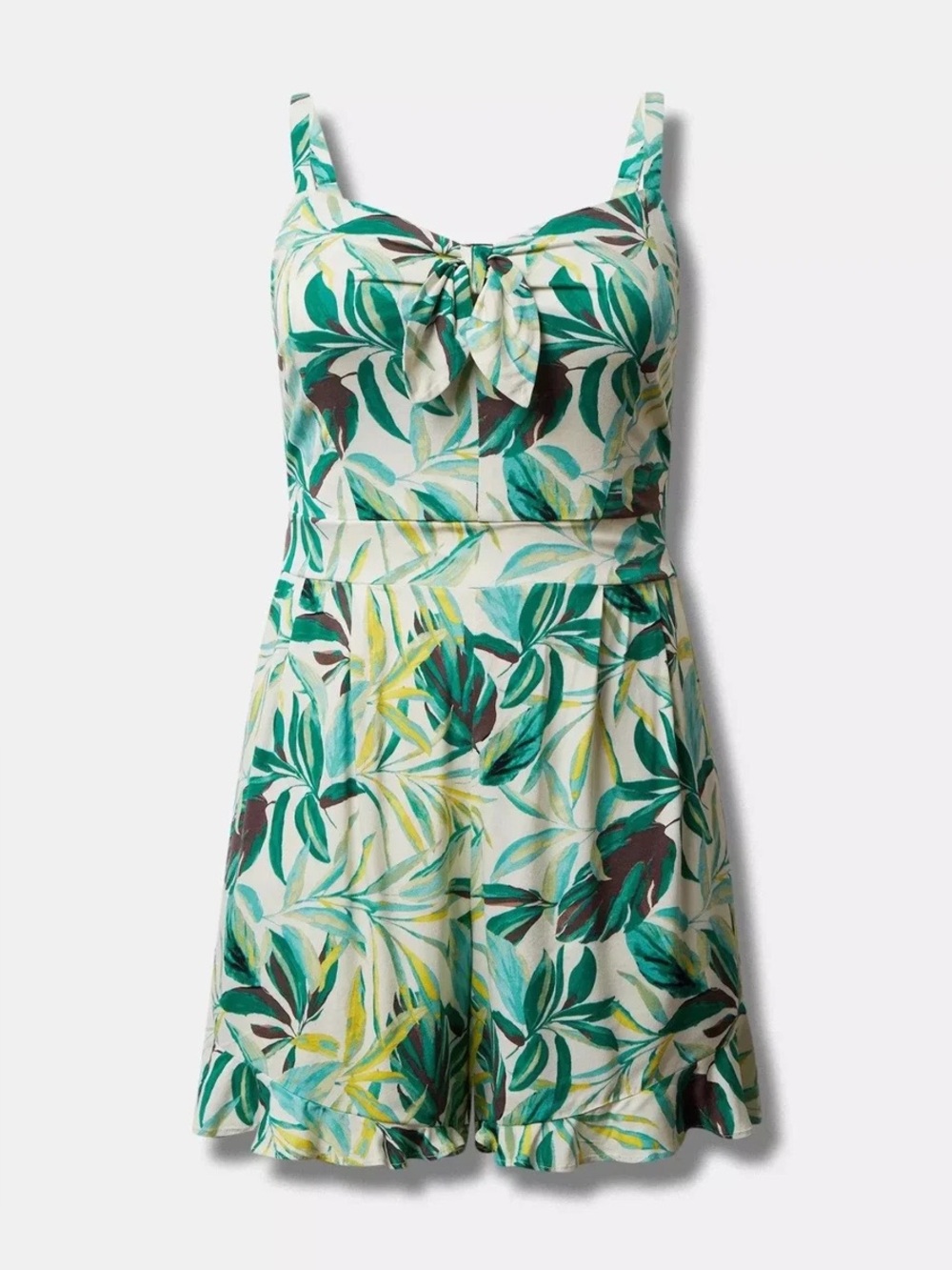 torrid Green Leaf Print Tie-Front Romper